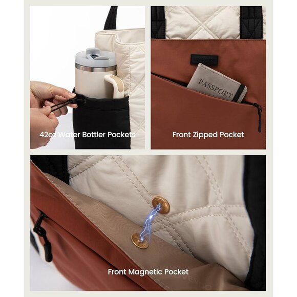 Puffer Tote Bag for Women - Spacious, Stylish & Perfect for Daily Travel - Picture 5 of 9